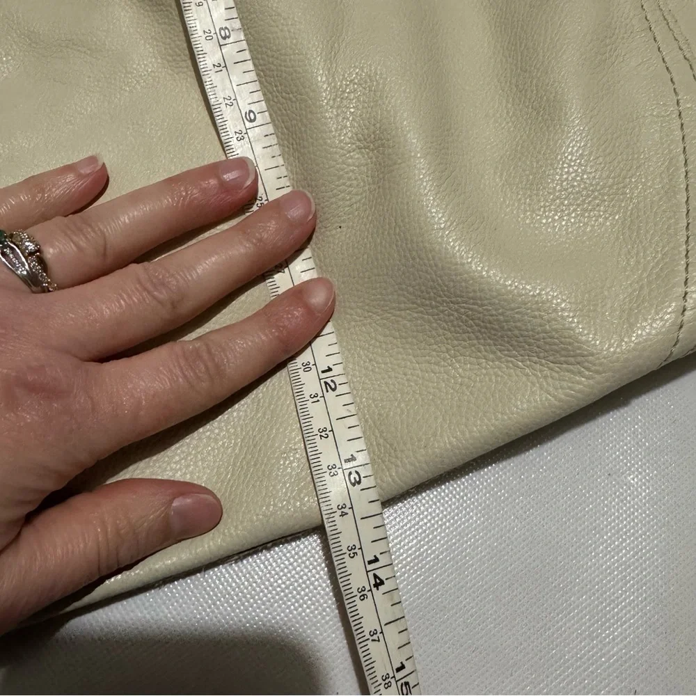 Lucky Brand‎ Cream Brown Leather Large Slouch Shoulder Bag Tote Western Boho